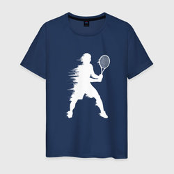Белый силуэт теннисиста – Мужская футболка хлопок с принтом купить со скидкой в -20%