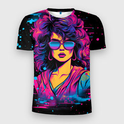 Lady - Retrowave style – Мужская футболка 3D Slim с принтом купить со скидкой в -9%