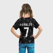 Футболка с принтом Рональдо, время футбола для ребенка, вид на модели сзади №3. Цвет основы: белый