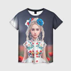 Девушка в маковом поле – Женская футболка 3D с принтом купить со скидкой в -26%