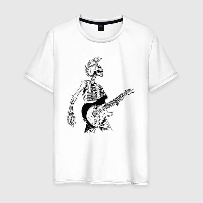 Мужская футболка из хлопка с принтом Панк рок, вид спереди №1