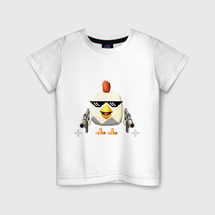 Детская футболка из хлопка с принтом Чикен Ган, вид спереди №1
