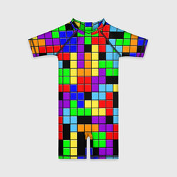 Тетрис цветные блоки – Детский купальный костюм 3D с принтом купить