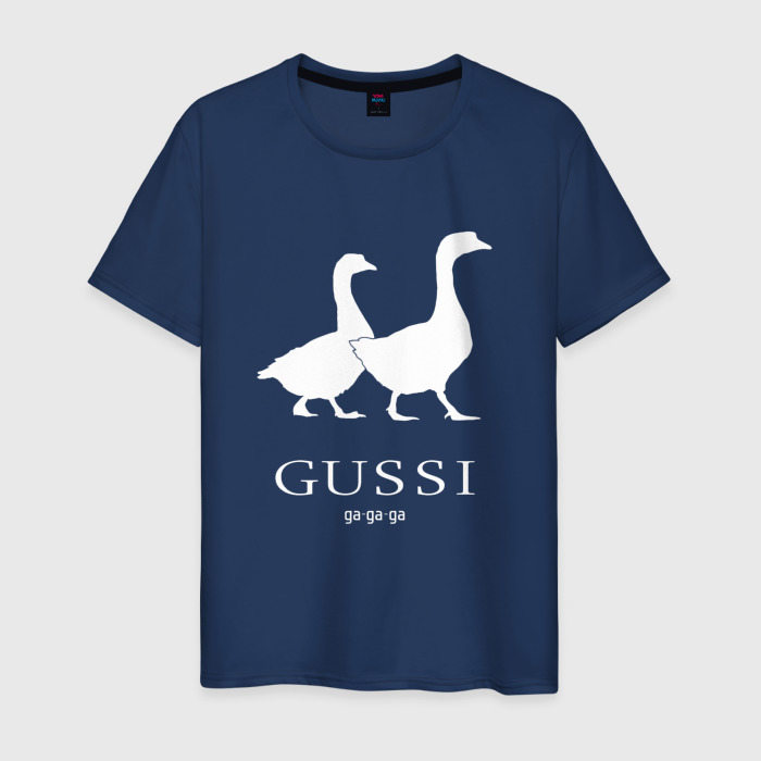 Светящаяся мужская футболка с принтом Гусси — Гуччи, вид спереди №1