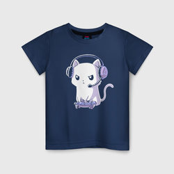 Кот геймер – Светящаяся детская футболка с принтом купить со скидкой в -20%