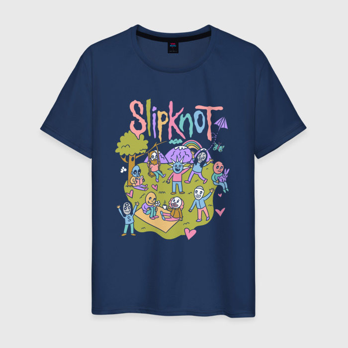 Светящаяся мужская футболка с принтом Slipknot kindergarten, вид спереди №1