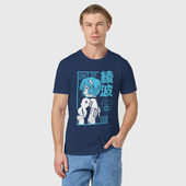 Светящаяся футболка с принтом Rei Ayanami 00 для любого человека, вид спереди №2. Цвет основы: темно-синий