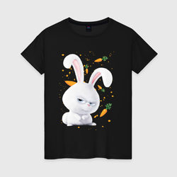 Кролик Снежок и морковки – Светящаяся женская футболка с принтом купить со скидкой в -20%