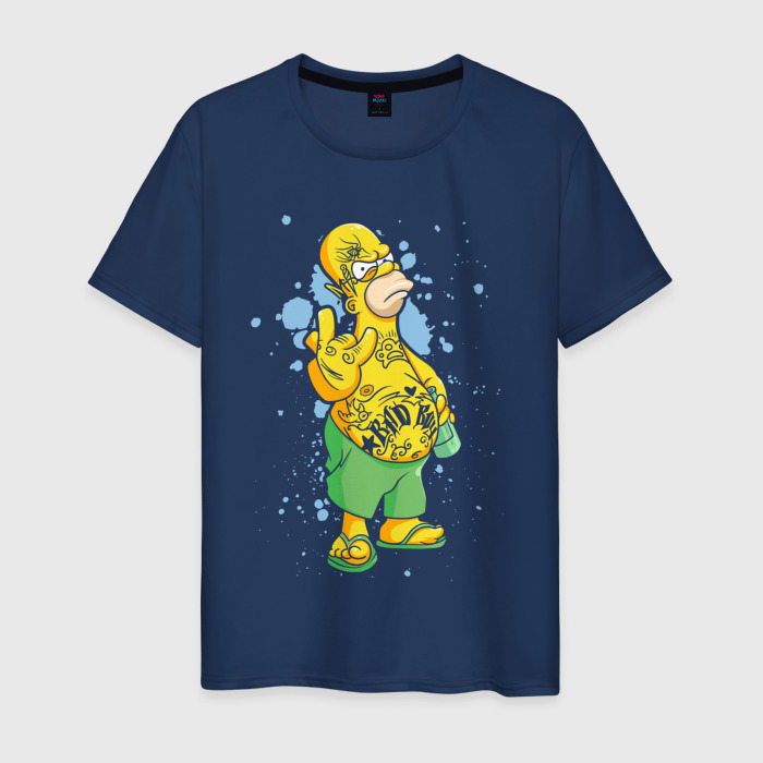 Светящаяся мужская футболка с принтом Homer bad boy, вид спереди №1