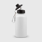 Бутылка с принтом Чикен ган — курочка в шляпе для любого человека, вид сзади №1. Цвет основы: белый