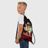 Рюкзак с принтом Курочка ганстер — Чикен ган для любого человека, вид спереди №2. Цвет основы: белый