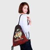 Рюкзак с принтом Курочка ганстер — Чикен ган для любого человека, вид спереди №4. Цвет основы: белый