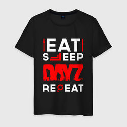 Надпись eat sleep DayZ repeat – Мужская футболка хлопок с принтом купить со скидкой в -20%