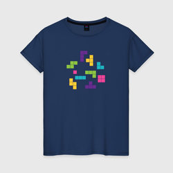 Разноцветные блоки тетриса – Женская футболка хлопок с принтом купить со скидкой в -20%