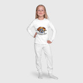 Пижама с принтом Chicken gun game для ребенка, вид на модели спереди №4. Цвет основы: белый