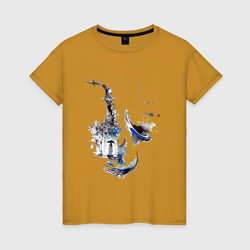 Саксофон дым Тень – Женская футболка хлопок с принтом купить со скидкой в -20%