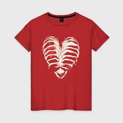 White ribs with a heart inside – Светящаяся женская футболка с принтом купить