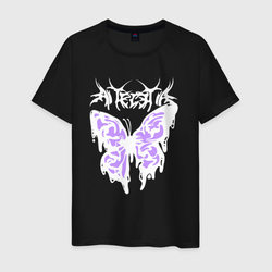 Gothic white butterfly – Светящаяся мужская футболка с принтом купить