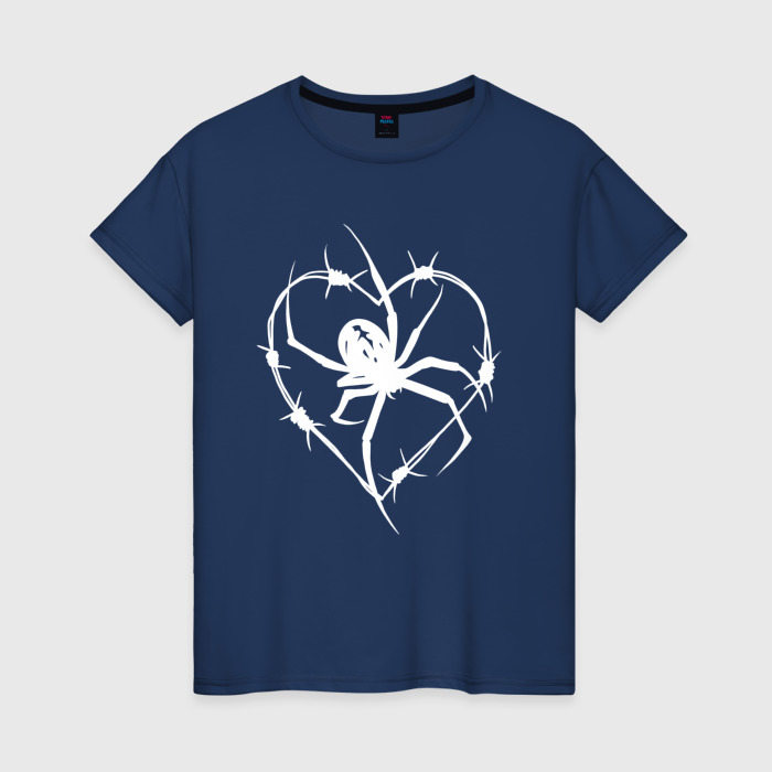 Светящаяся женская футболка с принтом Spider love, вид спереди №1