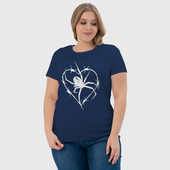 Светящаяся футболка с принтом Spider love для любого человека, вид спереди №4. Цвет основы: темно-синий
