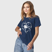 Светящаяся футболка с принтом Spider love для любого человека, вид спереди №2. Цвет основы: темно-синий