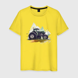 Farming Simulator - Tractor and mountains – Мужская футболка хлопок с принтом купить со скидкой в -20%