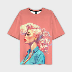 Блондинка пин-ап – Мужская футболка oversize 3D с принтом купить со скидкой в -50%