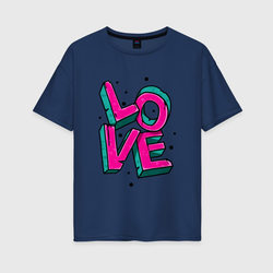 Женская футболка хлопок Oversize LOVE надпись со скидкой в -16%