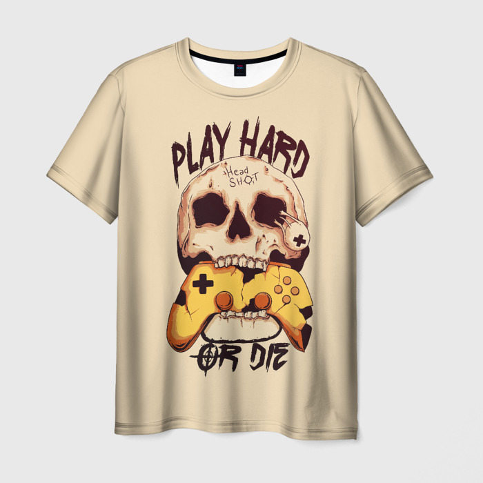 Мужская футболка с принтом Играй или умри, вид спереди №1