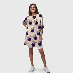 Платье-футболка Слива с листьями - пиксель арт со скидкой в -13%