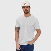 Кепка с принтом The Super Mario Bros лого Марио для любого человека, и мужчины, и женщины, вид спереди №2. Цвет основы: белый