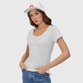 Кепка с принтом The Super Mario Bros лого Марио для любого человека, и мужчины, и женщины, вид спереди №4. Цвет основы: белый