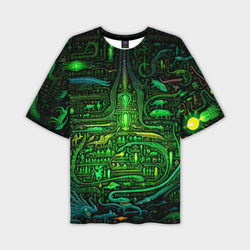 Психоделика в зеленом - нейронная сеть – Мужская футболка oversize 3D с принтом купить со скидкой в -50%