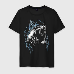 Медведь с молниями – Светящаяся мужская футболка с принтом купить