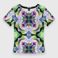 Разноцветная мраморная мозаика – Женская футболка 3D Slim с принтом купить