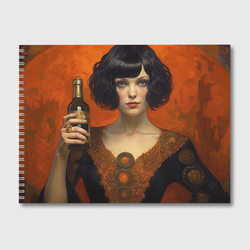 Девушка с короткими волосами с бутылкой в руке – Альбом для рисования с принтом купить со скидкой в -45%