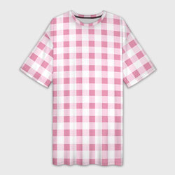 Барби-розовый: клетка – Платье-футболка 3D с принтом купить