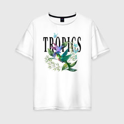 Колибри и бабочки – Женская футболка хлопок Oversize с принтом купить со скидкой в -16%