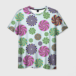 Разноцветные круги из квадратов – Мужская футболка 3D с принтом купить со скидкой в -26%
