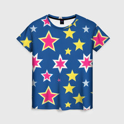 Звёзды разных цветов – Женская футболка 3D с принтом купить со скидкой в -26%