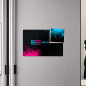 Плакат с принтом Nine Inch Nails — neon gradient: надпись и символ для любого человека, вид спереди №4. Цвет основы: белый
