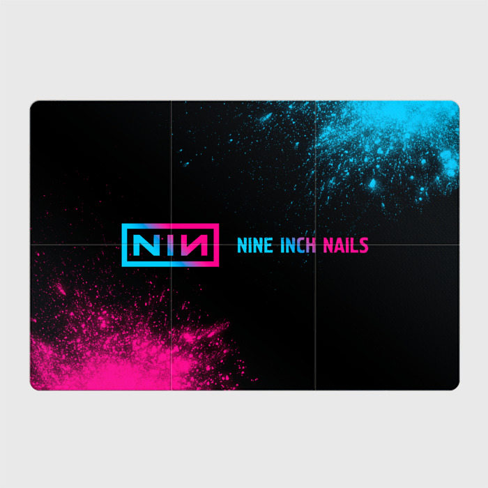 Магнитный плакат 3x2 с принтом Nine Inch Nails — neon gradient: надпись и символ, вид спереди №1
