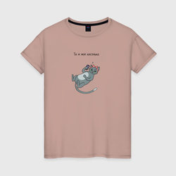 Киса в естественной среде обитания – Женская футболка хлопок с принтом купить со скидкой в -20%