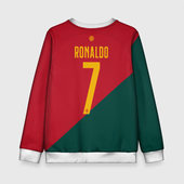 Свитшот с принтом Криштиану Роналду сборная Португалии 7 для ребенка, вид сзади №1. Цвет основы: белый