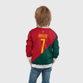 Свитшот с принтом Криштиану Роналду сборная Португалии 7 для ребенка, вид на модели сзади №3. Цвет основы: белый