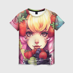 Блондинка с ягодами – Женская футболка 3D с принтом купить со скидкой в -26%