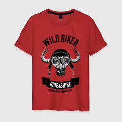 Буйвол дикий байкер – Мужская футболка хлопок с принтом купить со скидкой в -20%