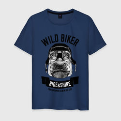 Бегемот дикий байкер – Мужская футболка хлопок с принтом купить со скидкой в -20%