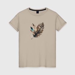 Красивые перья - нейросеть – Женская футболка хлопок с принтом купить со скидкой в -20%