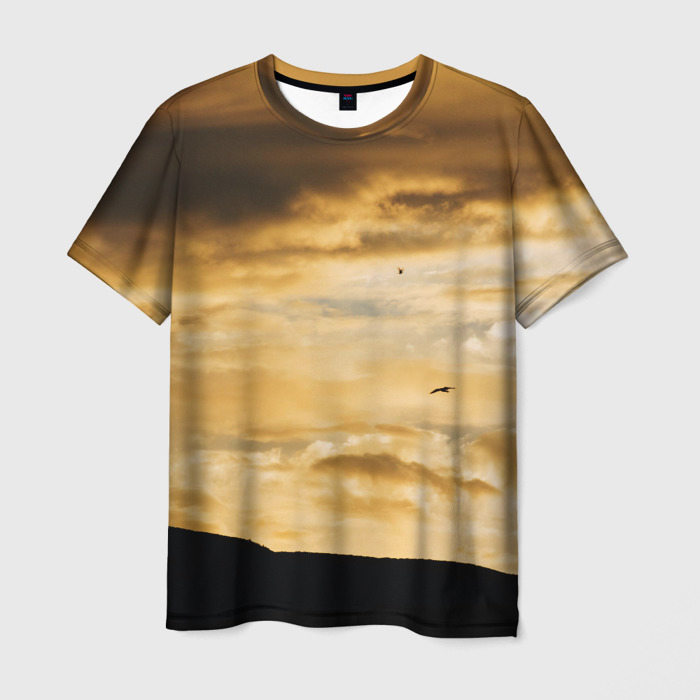Мужская футболка с принтом Предрассветное облачное небо, вид спереди №1